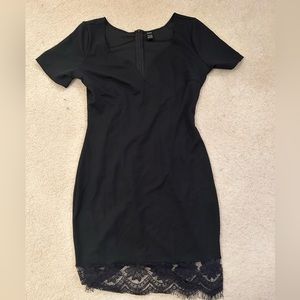 Shein Black MIDI Dress Lace Bottom Size L
